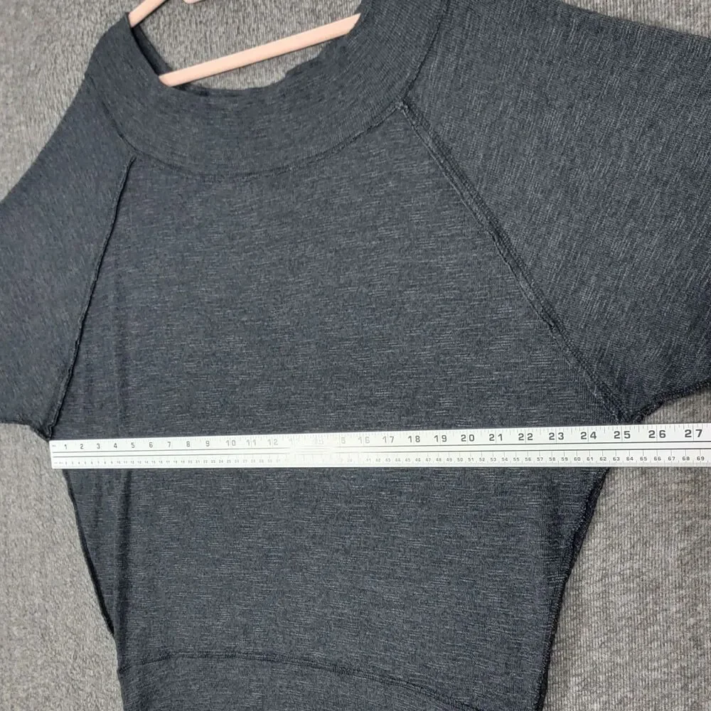 We the Free People Palisades Off The Shoulder Slouchy Thermal Top Womens L Gray